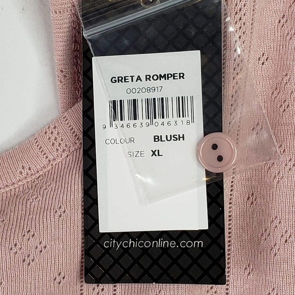 City Chic Womens Plus 22 Blush Pink Greta Romper Shorts Short Sleeve New Cotton - Picture 7 of 10